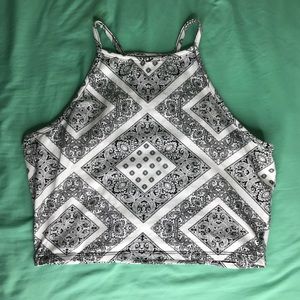 Black & White Halter Crop Top